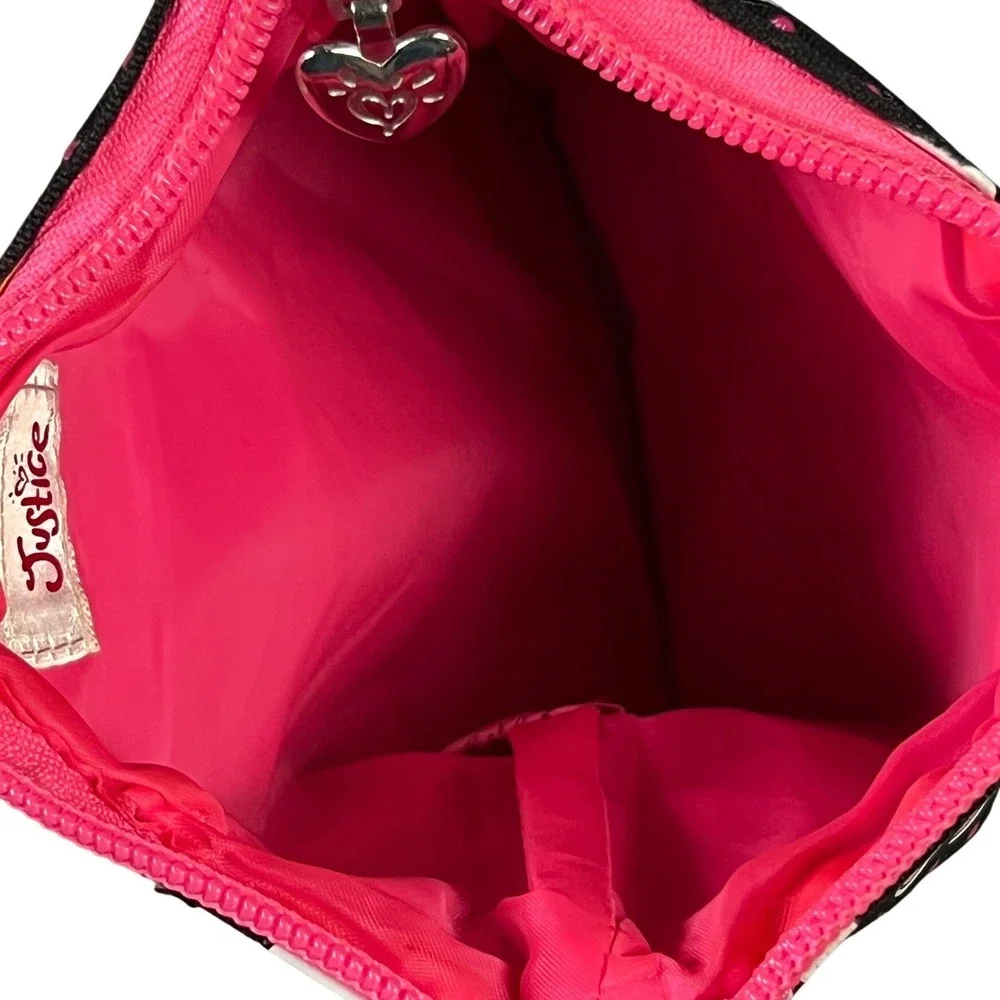 Justice Girls Crossbody Bag Initial H Emoji Polka Dot Black Pink Glitter Purse